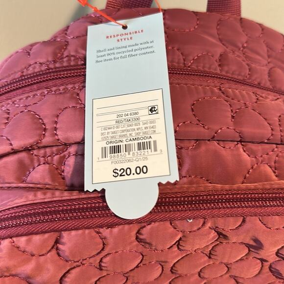 Cat & Jack 16" Maroon Two-Pocket Quilted Flower Backpack - Picture 10 of 14